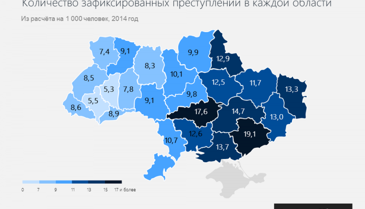 В Украине Запорожская область занимает третье место по уровню преступности